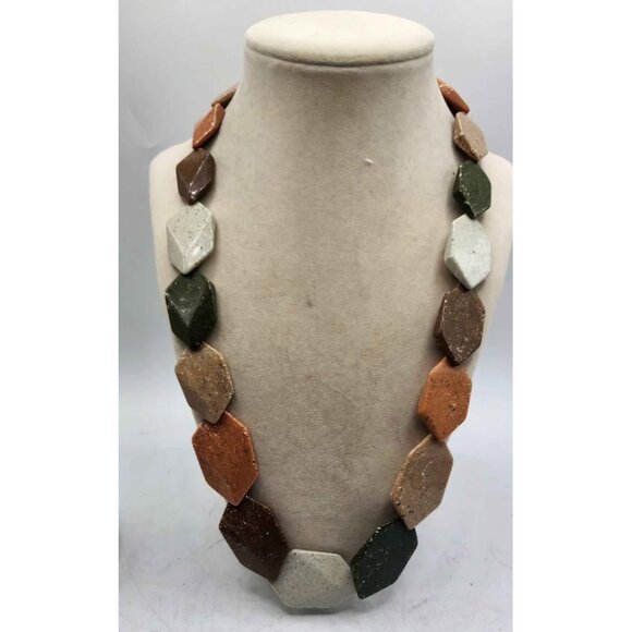 Faceted Acrylic Unique Shaped beaded Necklace - earth tones - Picture 1 of 4